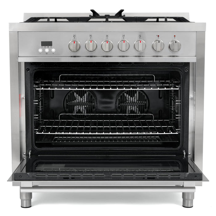 Cosmo 36-Inch 3.8 Cu. Ft. Single Oven Dual Fuel Range in Stainless Steel (COS-F965) Cosmo
