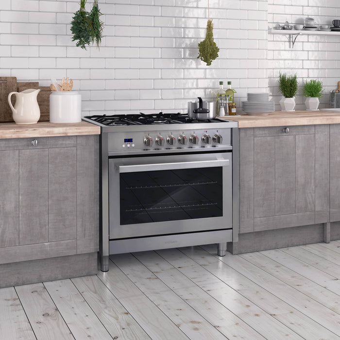 Cosmo 36-Inch 3.8 Cu. Ft. Single Oven Dual Fuel Range in Stainless Steel (COS-F965) Cosmo
