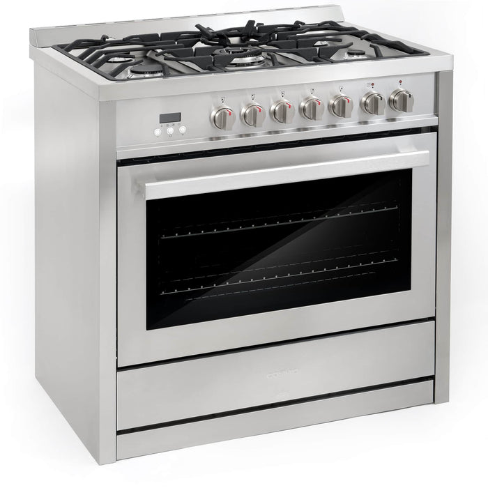 Cosmo 4-Piece Appliance Package - 36-Inch Dual Fuel Range, Wine Cooler, Dishwasher and Refrigerator with Water Dispenser in Stainless Steel (COS-4PKG-641) Cosmo