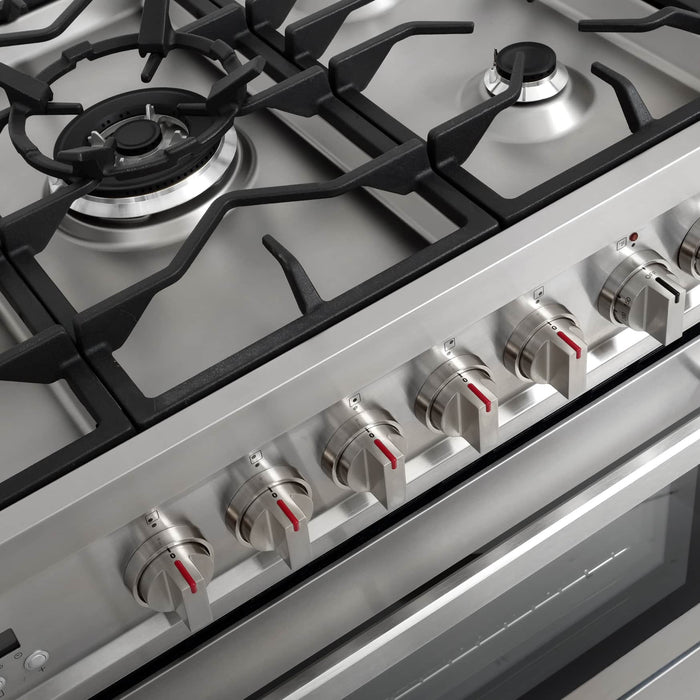 Cosmo 4-Piece Appliance Package - 36-Inch Dual Fuel Range, Island Range Hood, Dishwasher and Refrigerator in Stainless Steel (COS-4PKG-075) Cosmo