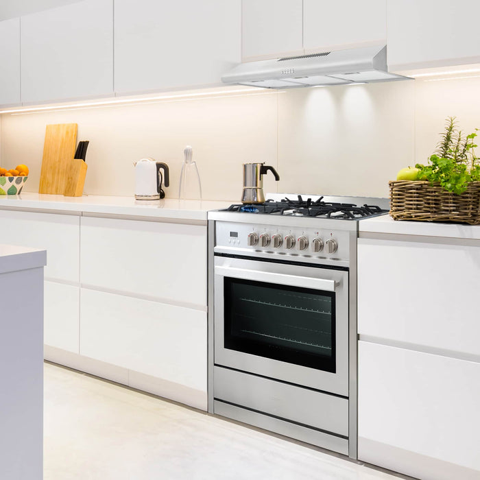 Cosmo 4-Piece Appliance Package - 36-Inch Dual Fuel Range, Island Range Hood, Dishwasher and Refrigerator in Stainless Steel (COS-4PKG-075) Cosmo