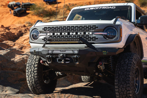 DV8 Offroad 2021-2026 Ford Bronco MTO V2 Front Bumper – installed on vehicle, image 2 of 19