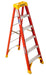Vestil FBSL-6 Fiberglass Step Ladder 6 Step 300 lb. Capacity Orange