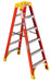 Vestil FBTFL-6 Fiberglass Ladder Twin Front 6 Step 300 lb. Capacity Orange
