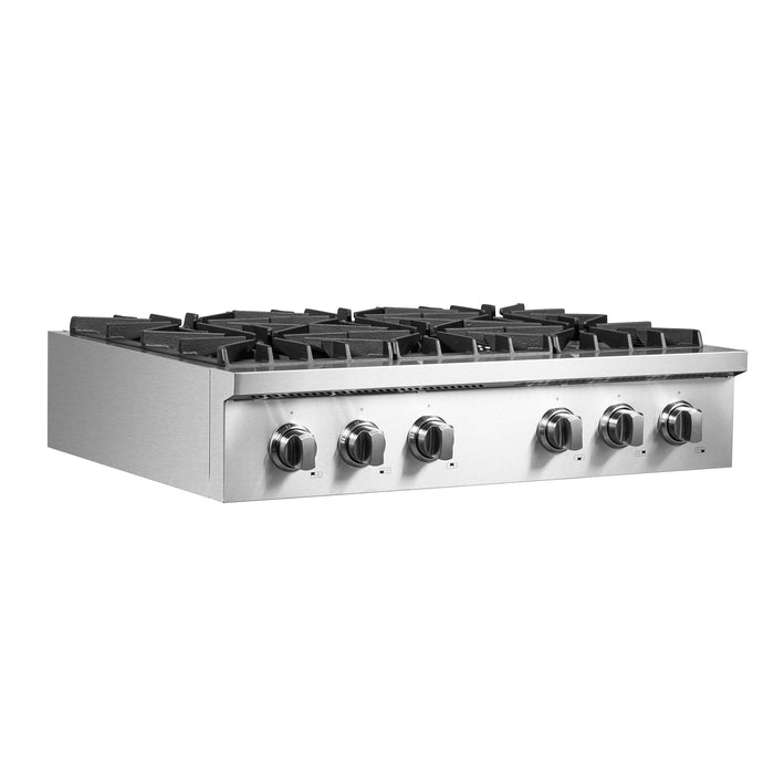 Forno Lseo 36-Inch Gas Rangetop, 6 Burners, Griddle in Stainless Steel (FCTGS5737-36)