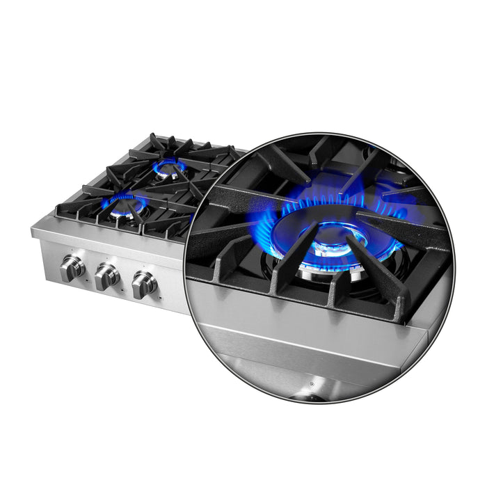 Forno Lseo 36-Inch Gas Rangetop, 6 Burners, Griddle in Stainless Steel (FCTGS5737-36)