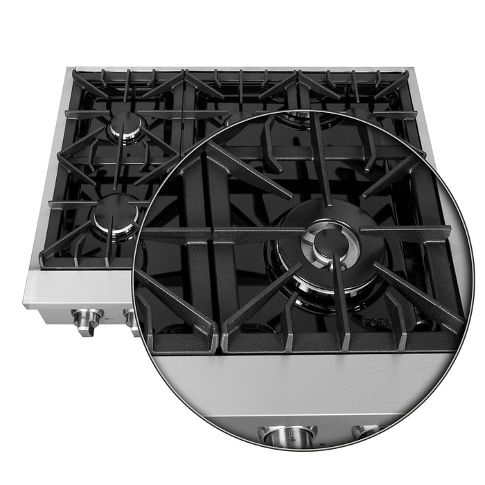Forno Lseo 36-Inch Gas Rangetop, 6 Burners, Griddle in Stainless Steel (FCTGS5737-36)