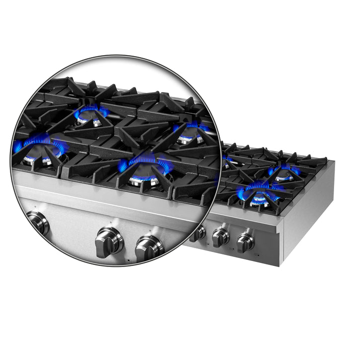 Forno Lseo 48-Inch Gas Rangetop, 8 Burners, Griddle in Stainless Steel (FCTGS5737-48)