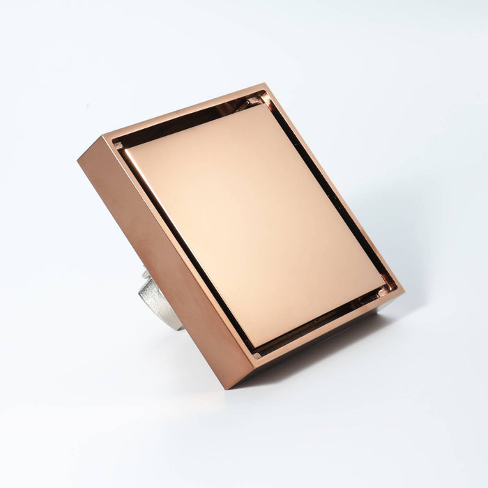 wonderland shower inc Rose Gold brass floor drain 4x4inch Shower Accessory - Detail View