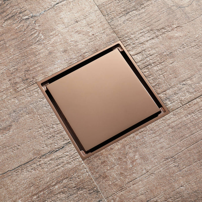 wonderland shower inc Rose Gold brass floor drain 4x4inch Shower Accessory - Close-Up