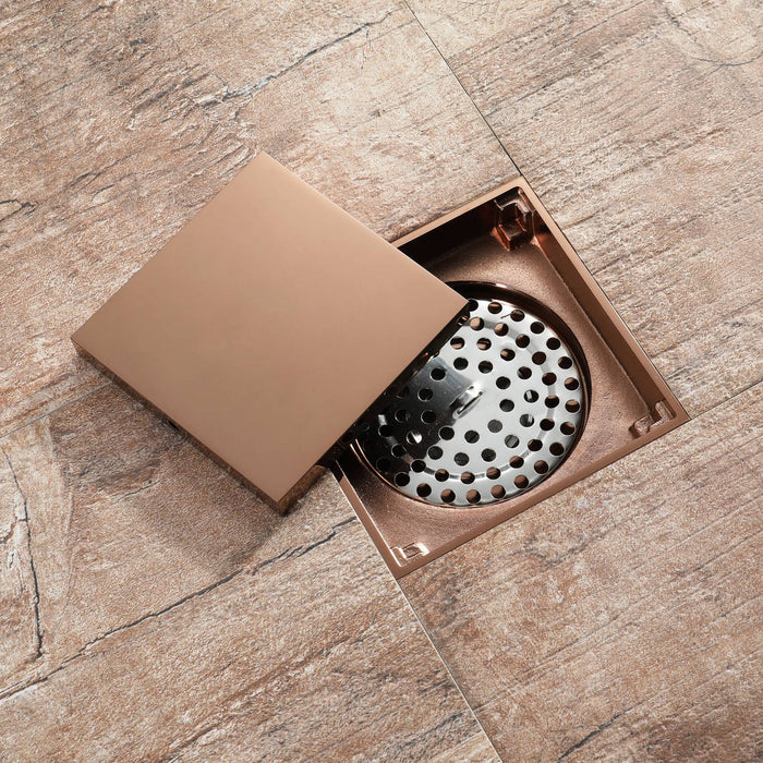 wonderland shower inc Rose Gold brass floor drain 4x4inch Shower Accessory