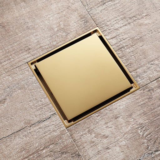 wonderland shower inc Polished Gold brass floor drain 4x4inch Shower Accessory - Side View