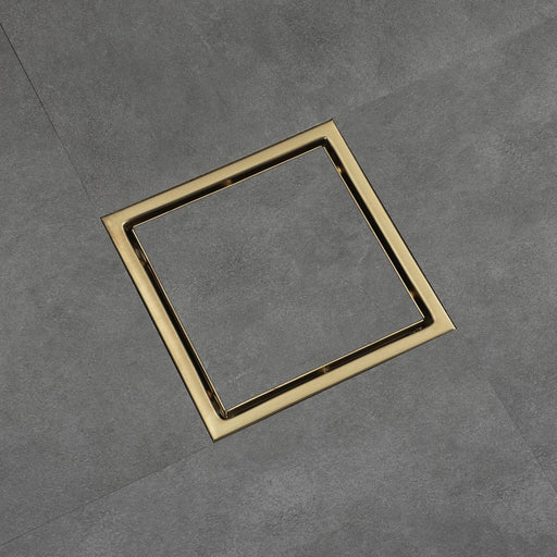 wonderland shower inc Brushed Gold stainless floor drain 6x6inch - Main Product Image
