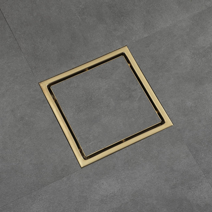 wonderland shower inc Brushed Gold stainless floor drain 6x6inch - Main Product Image