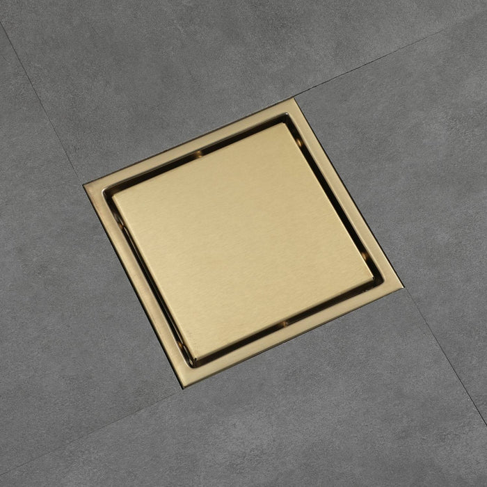 wonderland shower inc Brushed Gold stainless floor drain 6x6inch - Detail View 3