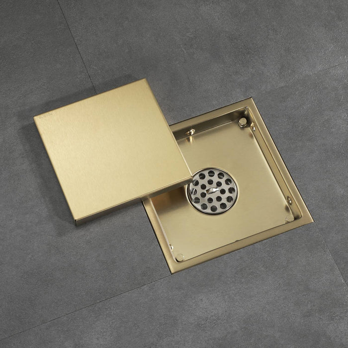 wonderland shower inc Brushed Gold stainless floor drain 6x6inch - Product Image 5