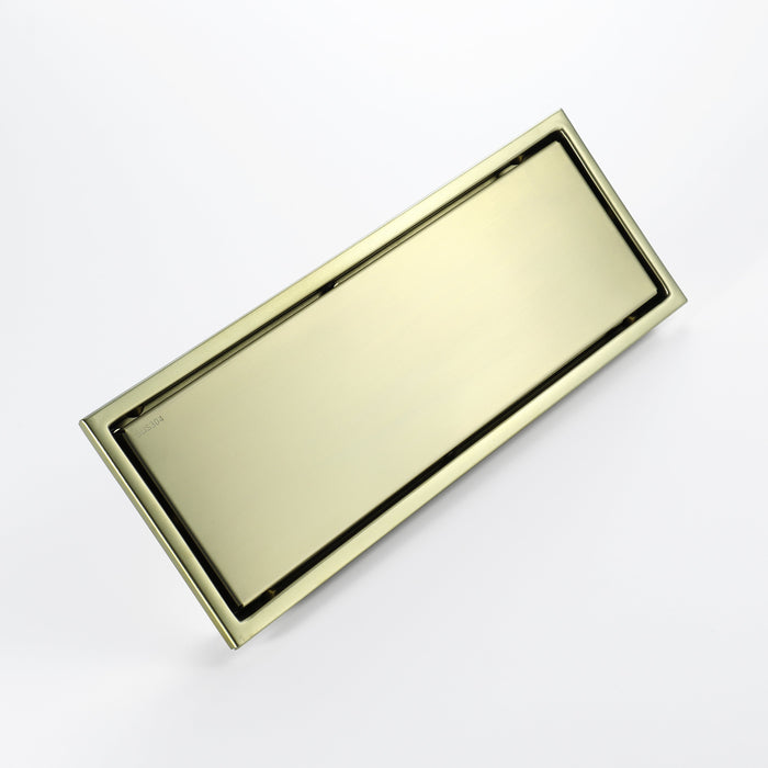 wonderland shower inc Brushed Gold stainless floor drain 11.8inch x 4.3 inch - Detail View 3