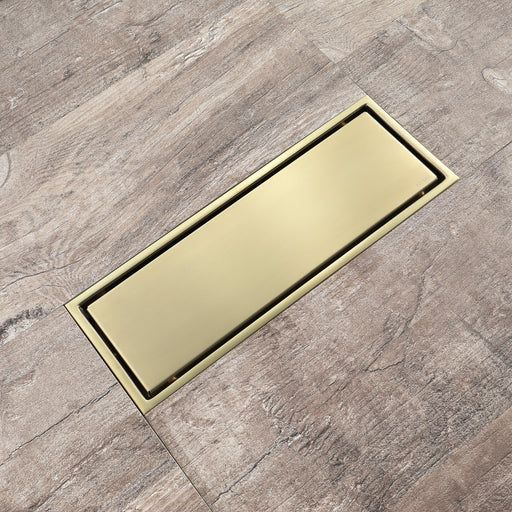 wonderland shower inc Brushed Gold stainless floor drain 11.8inch x 4.3 inch - Main Product Image