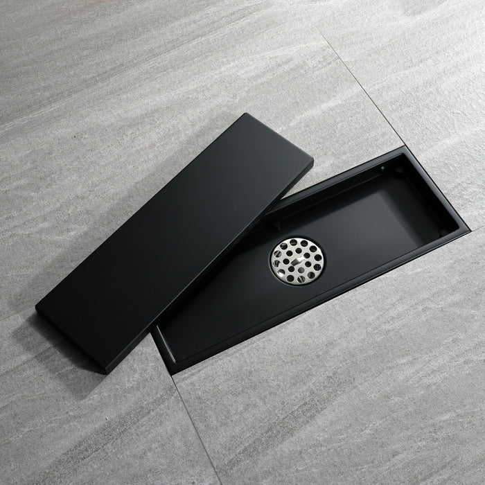 wonderland shower inc Matte Black stainless floor drain 11.8inch x 4.3 inch Shower Accessory - Dimensions
