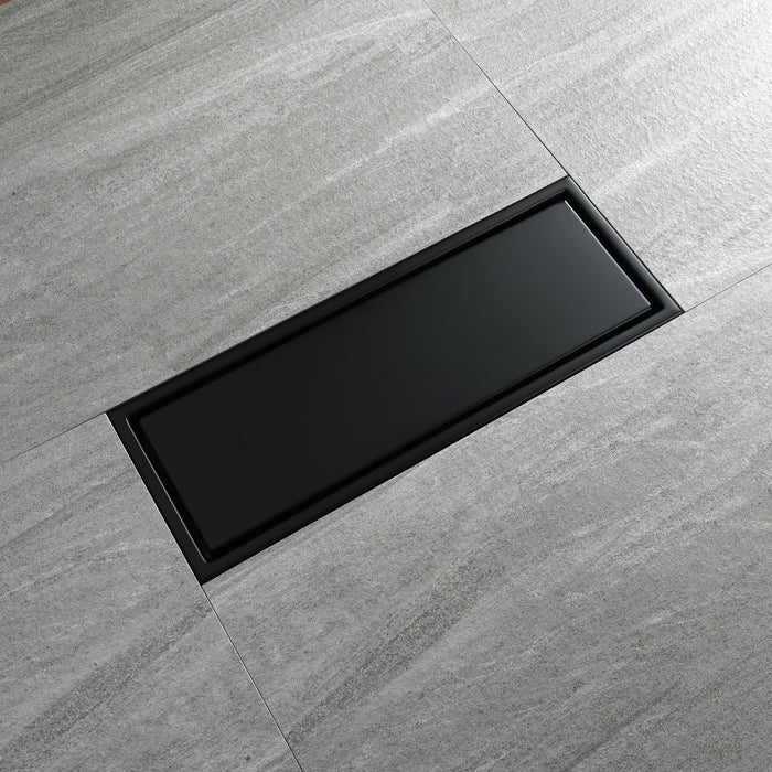 wonderland shower inc Matte Black stainless floor drain 11.8inch x 4.3 inch Shower Accessory - Detail View