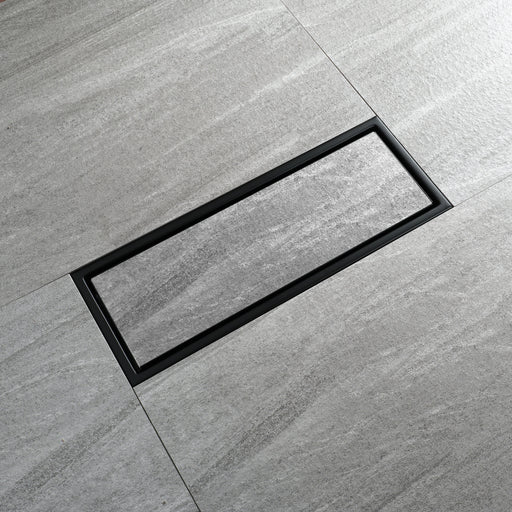 wonderland shower inc Matte Black stainless floor drain 11.8inch x 4.3 inch Shower Accessory