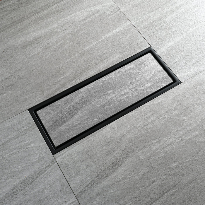 wonderland shower inc Matte Black stainless floor drain 11.8inch x 4.3 inch Shower Accessory