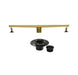 Brushed gold Linear shower drain stainless steel material 24 inch with tile insert 2-in-1 cover with hair strainer and adjustment feet - detail close-up