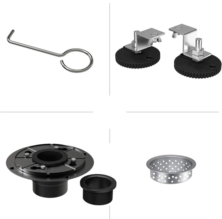Brushed nickel Linear shower drain stainless steel material 24 inch with tile insert 2-in-1 cover with hair strainer and adjustment feet - side view