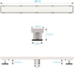 Brushed nickel Linear shower drain stainless steel material 24 inch with tile insert 2-in-1 cover with hair strainer and adjustment feet - detail close-up