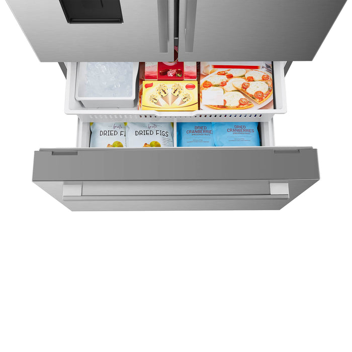 Cosmo 4-Piece Appliance Package - 36-Inch Dual Fuel Range, Wall Mount Range Hood, Dishwasher and Refrigerator in Stainless Steel (COS-4PKG-679) Cosmo