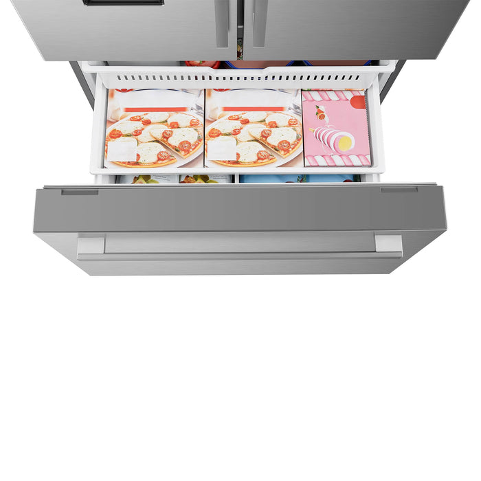 Cosmo 4-Piece Appliance Package - 36-Inch Dual Fuel Range, Wall Mount Range Hood, Dishwasher and Refrigerator in Stainless Steel (COS-4PKG-679) Cosmo