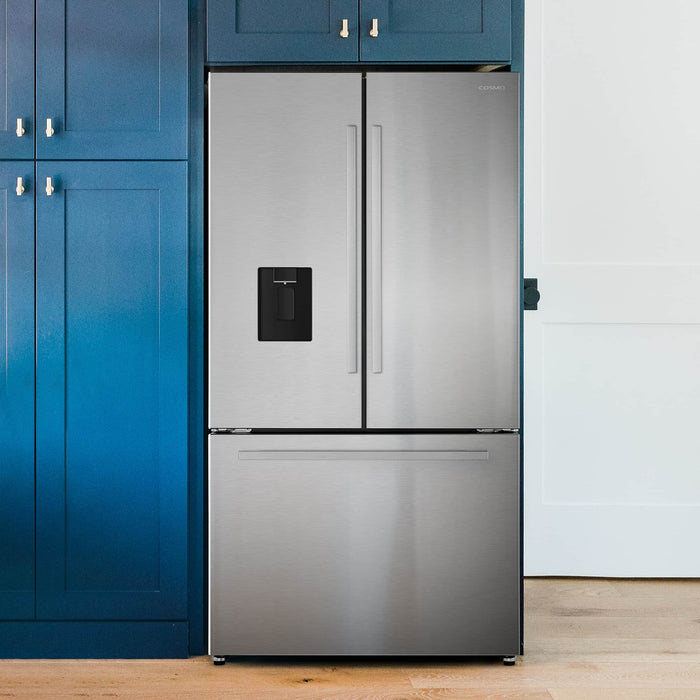 Cosmo 4-Piece Appliance Package - 30-Inch Gas Range, Under Cabinet Range Hood, Dishwasher and Refrigerator with Water Dispenser in Stainless Steel (COS-4PKG-636) Cosmo