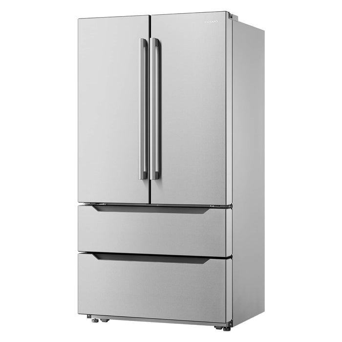 Cosmo 4-Piece Appliance Package - 30-Inch Dual Fuel Range, Island Range Hood, Dishwasher and Refrigerator in Stainless Steel (COS-4PKG-183) Cosmo
