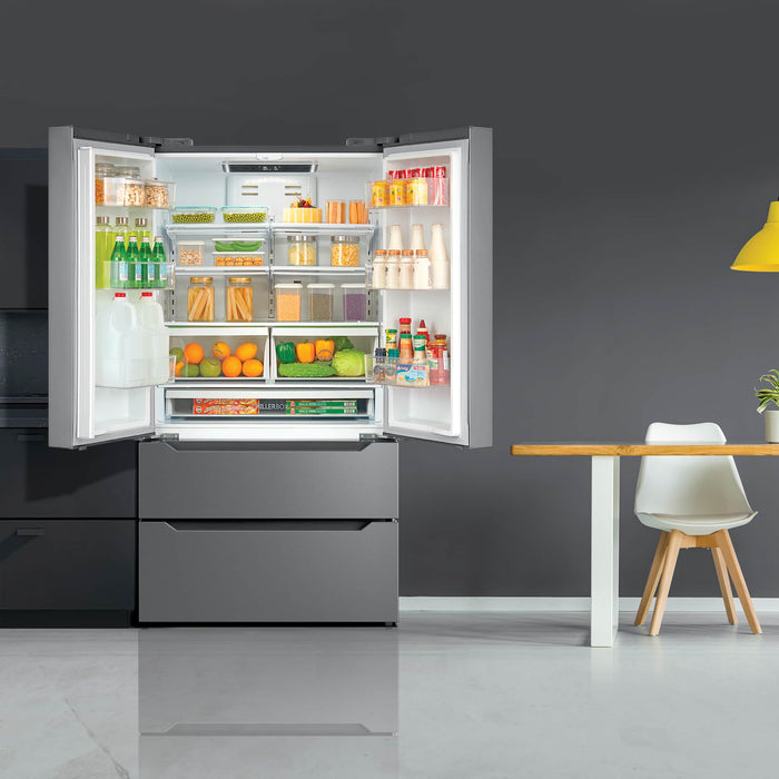 Cosmo 36-Inch 22.5 Cu.Ft Counter Depth French Door Refrigerator with Recessed Handle in Stainless Steel (COS-FDR225RHSS) Cosmo