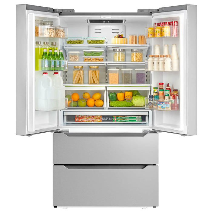 Cosmo 4-Piece Appliance Package - 30-Inch Dual Fuel Range, Wall Mount Range Hood, Dishwasher and Refrigerator in Stainless Steel (COS-4PKG-042) Cosmo