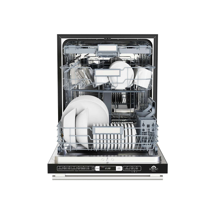 Forno Romano Espresso 24-Inch Black Built-In Dishwasher - Front Open
