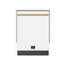 Forno Romano Espresso 24-Inch White Built-In Dishwasher - Front with Antique Brass Handle