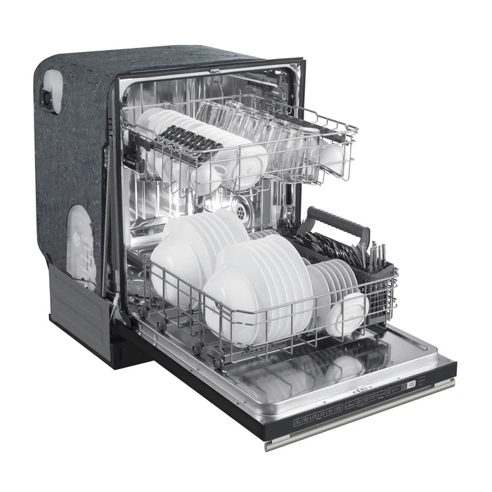 Forno Espresso Pozzo 24-Inch Built-In Tall Tub Top Control Dishwasher, 49 dBA, in Black with Antique Brass Handle (FDWBI8067-24BLK) FORNO