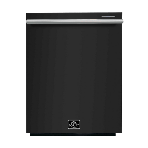 Forno Espresso Pozzo 24-Inch Built-In Tall Tub Top Control Dishwasher, 49 dBA, in Black with Antique Brass Handle (FDWBI8067-24BLK) FORNO