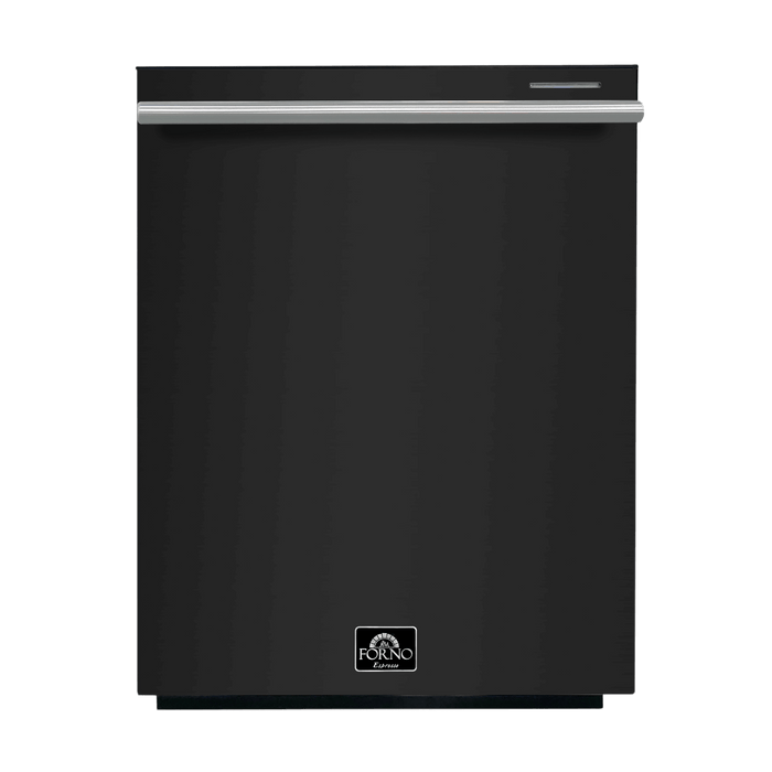 Forno Espresso Pozzo 24-Inch Built-In Tall Tub Top Control Dishwasher, 49 dBA, in Black with Antique Brass Handle (FDWBI8067-24BLK) FORNO