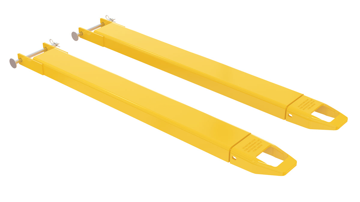 Vestil FE-4-48-P Steel Pin Style Fork Extensions 4 in. x 48 in. 4,000 lb. Capacity Yellow
