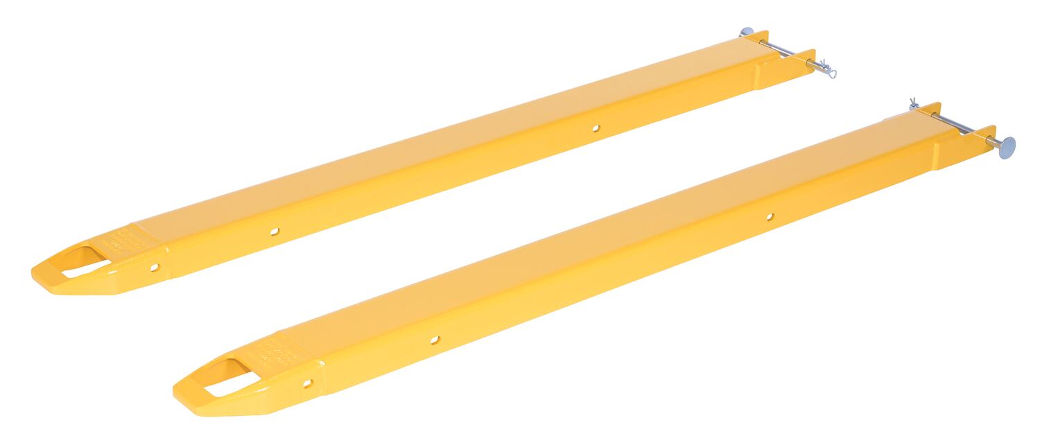 Vestil FE-4-63-P Steel Pin Style Fork Extensions 4 in. x 63 in. 4,000 lb. Capacity Yellow