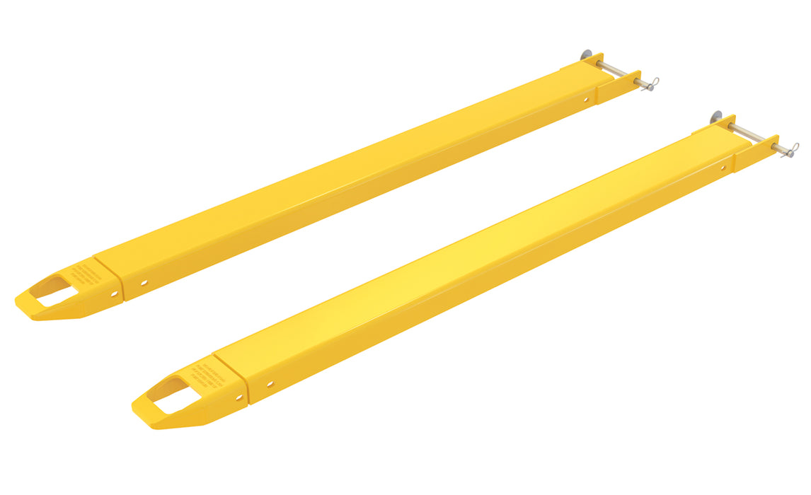 Vestil FE-4-66-P Steel Pin Style Fork Extensions 4 in. x 66 in. 4,000 lb. Capacity Yellow