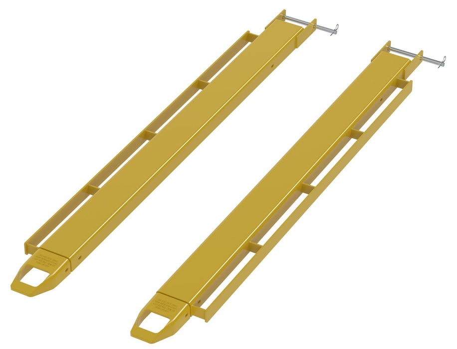 Vestil FE-4-72-P-LR Steel Pin Style Fork Extensions with Load Rails 4" X 72" 4,000 lb. Capacity Yellow
