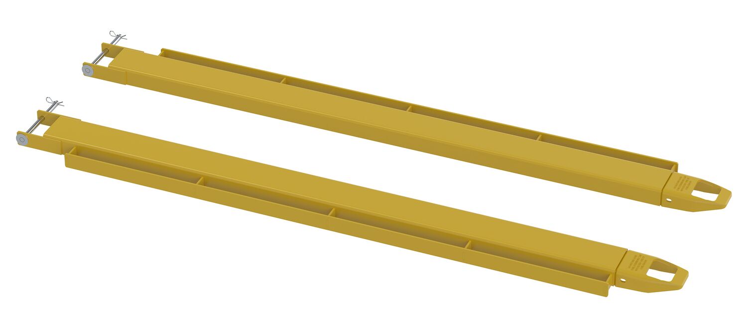 Vestil FE-4-84-P-LR Steel Pin Style Fork Extensions with Load Rails 4" X 84" 4,000 lb. Capacity Yellow