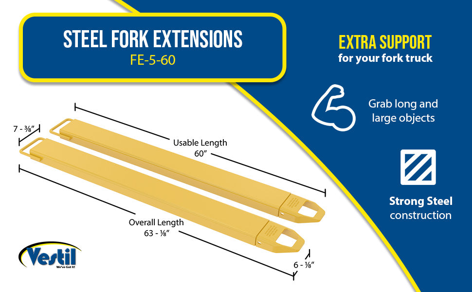 Vestil FE-5-60 steel fork extensions feature overview 3