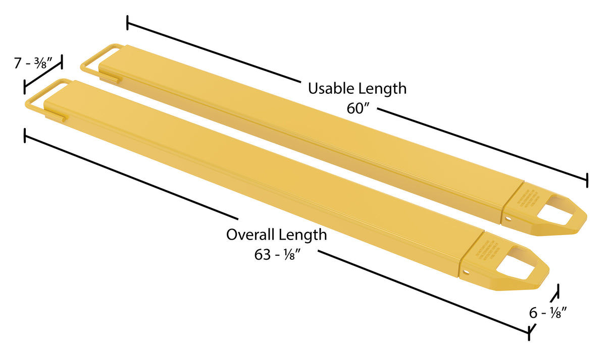Vestil FE-5-60 steel fork extensions dimensions diagram