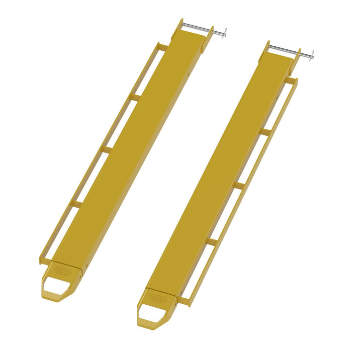 Vestil FE-5-72-P-LR Steel Pin Style Fork Extensions with Load Rails 5" X 72" 4,000 lb. Capacity Yellow
