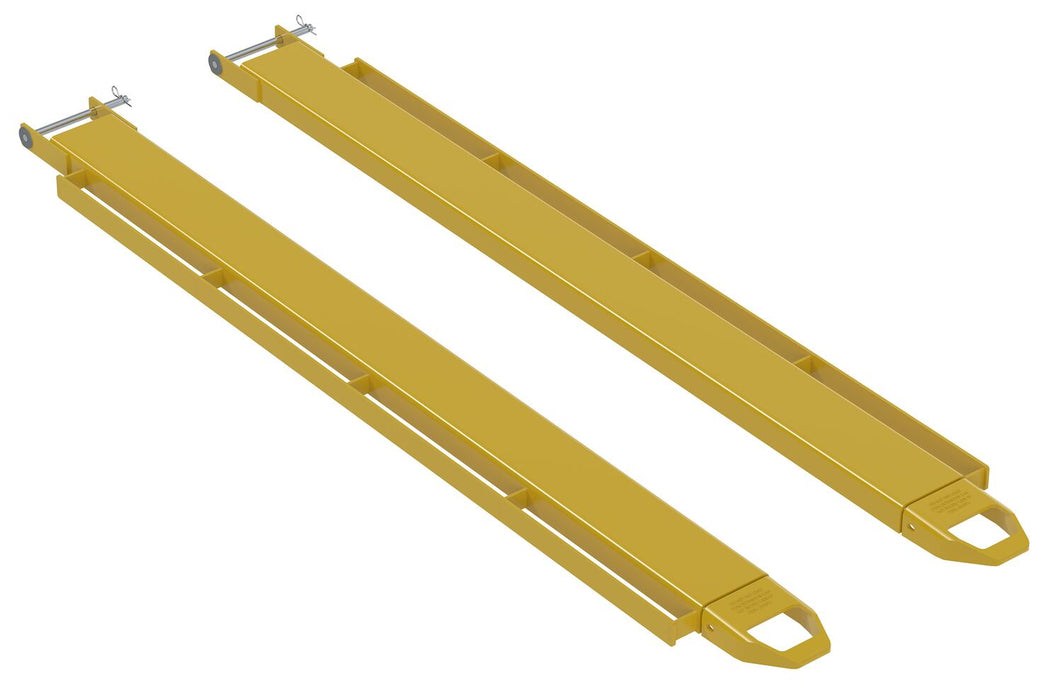 Vestil FE-5-84-P-LR Steel Pin Style Fork Extensions with Load Rails 5" X 84" 4,000 lb. Capacity Yellow