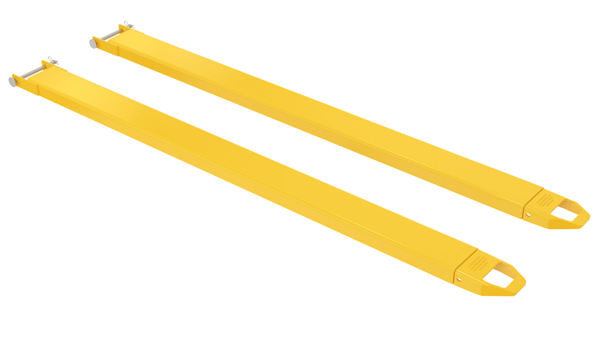 Vestil FE-5-90-P Steel Pin Style Fork Extensions 5 in. x 90 in. 4,000 lb. Capacity Yellow